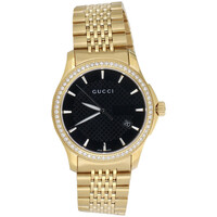 Gucci Ya126402 Diamond Watch black Dial G Timeless 38mm Gold PVD Steel 1.75 CT.
