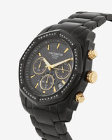 Men's Solar Chronograph Watch with 1/2 Carat TW of Diamonds in Black & Gold Tone