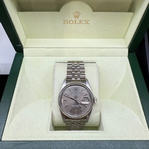 Rolex Datejust 36 Steel White Gold Bezel Silver Dial, Mens Watch 16014 - 1983